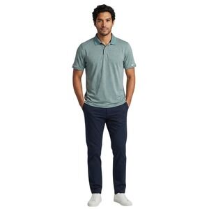 Eddie Bauer Mens Large Polo Shirt Heathered Green Short Sleeve Performance